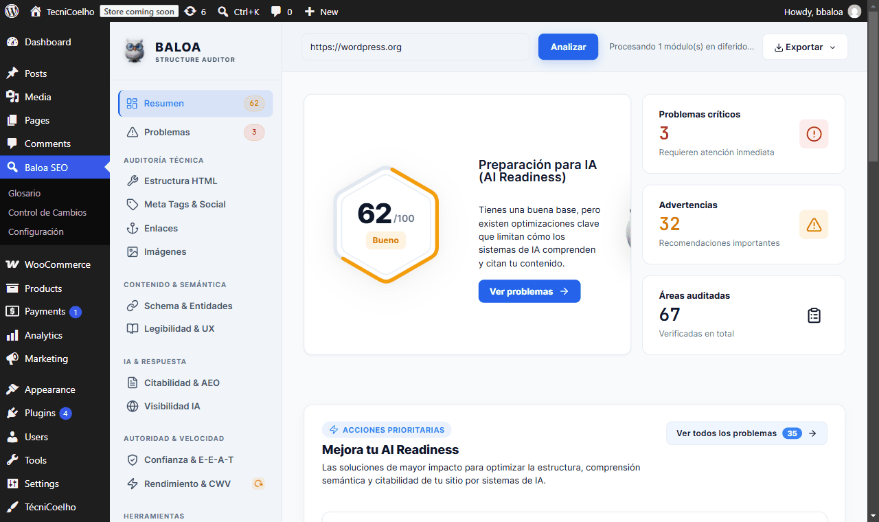 Vista del Hero principal del Dashboard